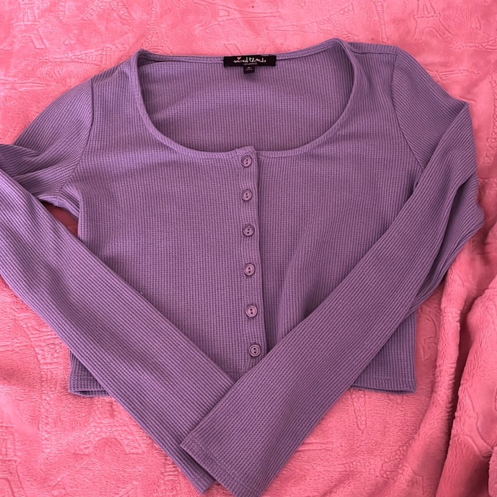 Blue long sleeve crop top